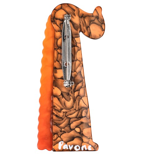 Marbled Orange Cocker Dog Brooch with a Mango Orange Ear Back Side