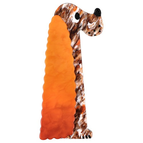 Ginger Dotted Cocker Dog Brooch with a Mango Orange Ear