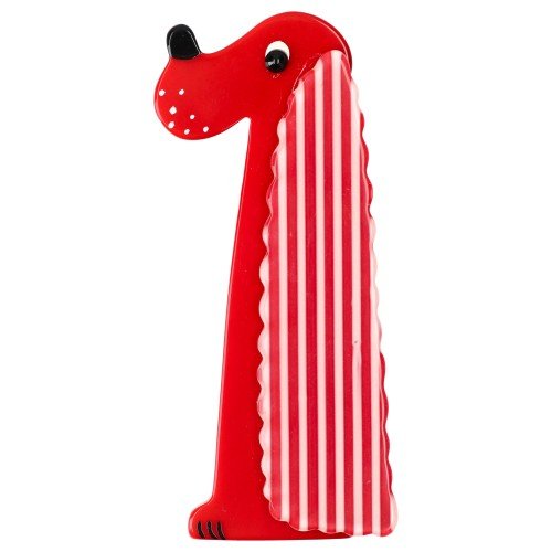 Red with vertical white stripes Cocker Dog Brooch - Galalith – Vintage Jewelry - handcrafted by Pavone by Pavone
