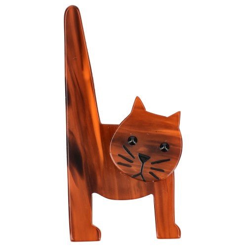 Cooper Brown Chair Cat Brooch - Galalith – Vintage Jewelry - handcrafted by Pavone by Pavone