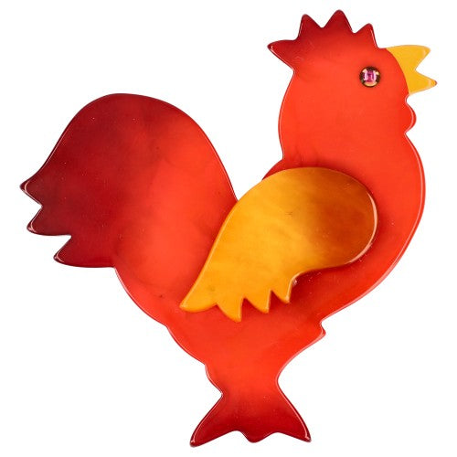 Orange and Yellow Rooster Brooch