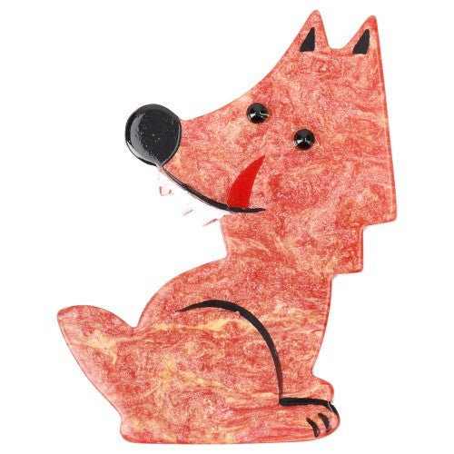 Coral Werewolf Wolf Brooch (small size) - Galalith – Vintage Jewelry - handcrafted by Pavone by Pavone