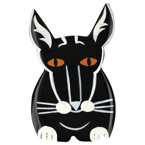 Black and White Cotinus Cat Brooch