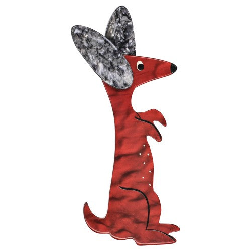 Cooper Red Boogie Bunny Rabbit Brooch with Pearly Grey Ears 