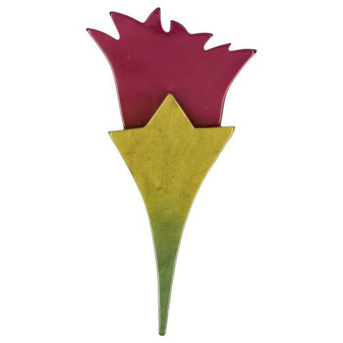 Cyclamen Pink and Moss Green Tulip Flower Brooch - Galalith – Vintage Jewelry - handcrafted by Pavone by Pavone