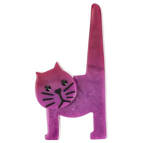 Cyclamen Pink Chair Cat Brooch - Galalith – Vintage Jewelry - handcrafted by Pavone by Pavone