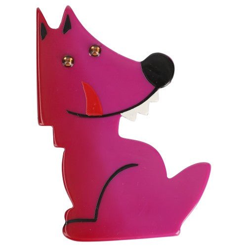 Cyclamen Pink Werewolf Wolf Brooch (small size) - Galalith – Vintage Jewelry - handcrafted by Pavone by Pavone