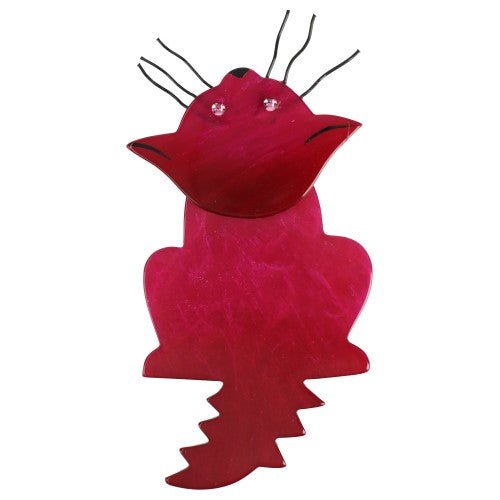 Cyclamen Pink Zenith Cat Brooch - Galalith – Vintage Jewelry - handcrafted by Pavone by Pavone