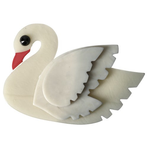 White Swan Bird Brooch