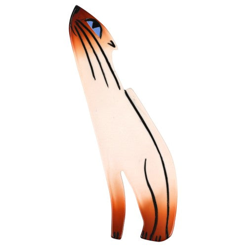 Beige Siamese Cat looking at the moon Brooch
