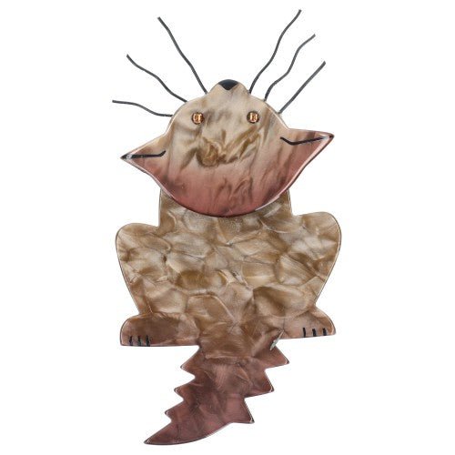 Dappled Beige Zenith Cat Brooch - Galalith – Vintage Jewelry - handcrafted by Pavone by Pavone