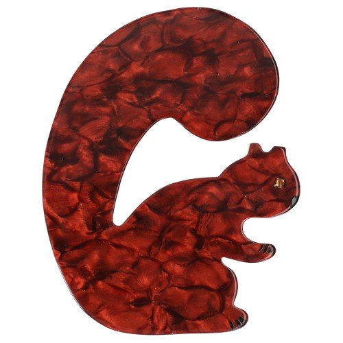 Dappled Brick Squirrel Brooch - Galalith – Vintage Jewelry - handcrafted by Pavone by Pavone