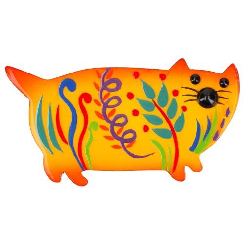 Yellow and Multicolor  Decor Cat Brooch