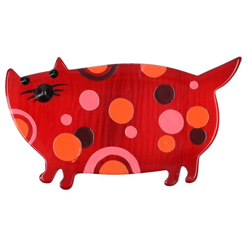Red with Dots Decor Cat Brooch