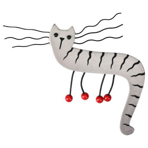 Light Grey Dodelino Cat Brooch - Galalith – Vintage Jewelry - handcrafted by Pavone by Pavone