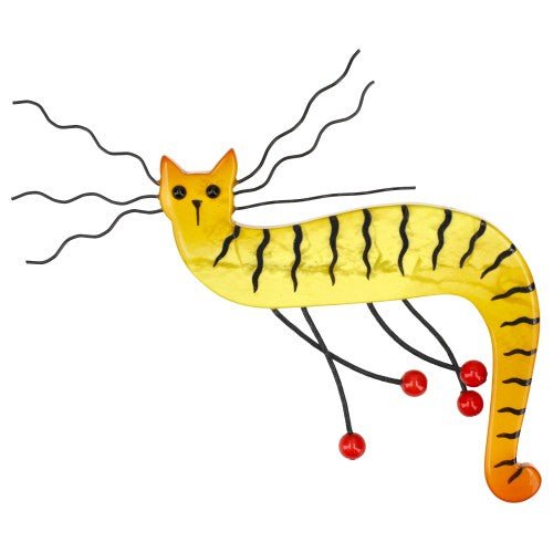 Light Yellow Dodelino Cat Brooch - Galalith – Vintage Jewelry - handcrafted by Pavone by Pavone