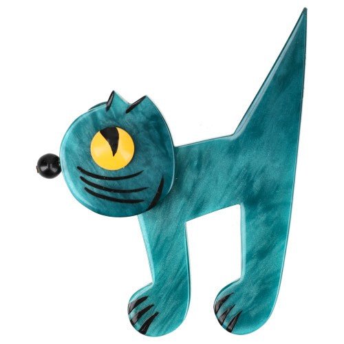 Duck Blue Musico Cat Brooch - Galalith – Vintage Jewelry - handcrafted by Pavone by Pavone