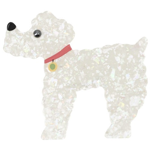 Bright White Kaoba Poodle Dog Brooch