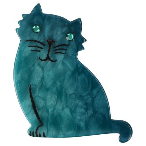 Emerald Green Nina Cat Brooch - Galalith – Vintage Jewelry - handcrafted by Pavone by Pavone