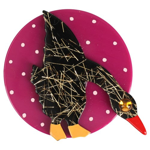 Black and Gold  On Cyclaman Pink Wild Goose Brooch