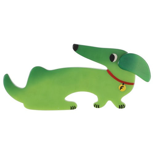 Anise Green Dachshund Fifi Dog Brooch