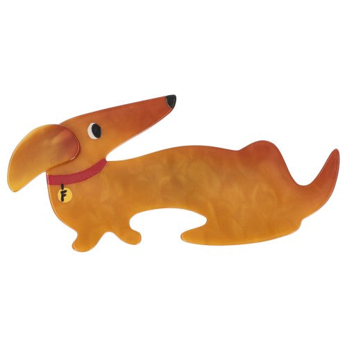 Orange yellow Dachshund Fifi Dog Brooch