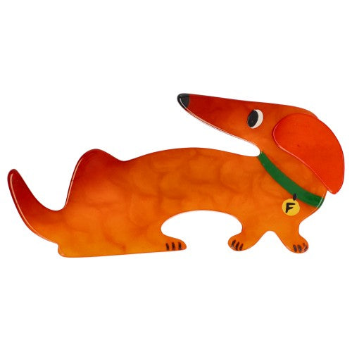 Mango orange Dachshund Fifi Dog Brooch