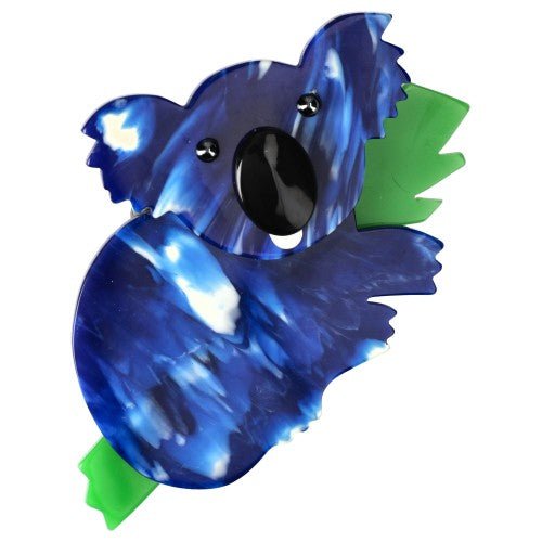 Flamed Blue and Anise Green Koala Brooch - Galalith – Vintage Jewelry - handcrafted by Pavone by Pavone