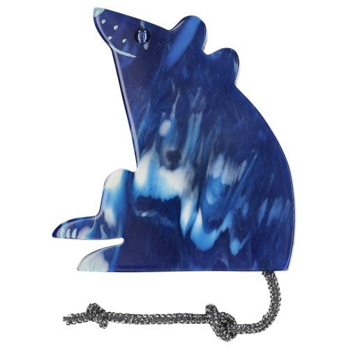 Flamed Blue Mimi Mouse Brooch - Galalith – Vintage Jewelry - handcrafted by Pavone by Pavone