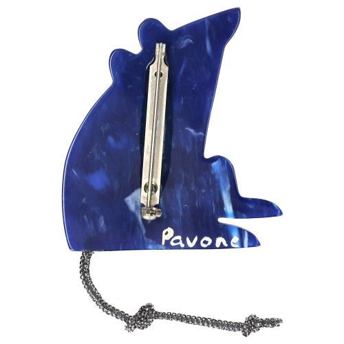 Flamed Blue Mimi Mouse Brooch - Galalith – Vintage Jewelry - handcrafted by Pavone by Pavone