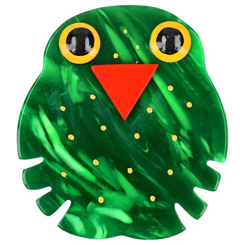 Flaming Green Kiko Owl Brooch - Galalith – Vintage Jewelry - handcrafted by Pavone by Pavone