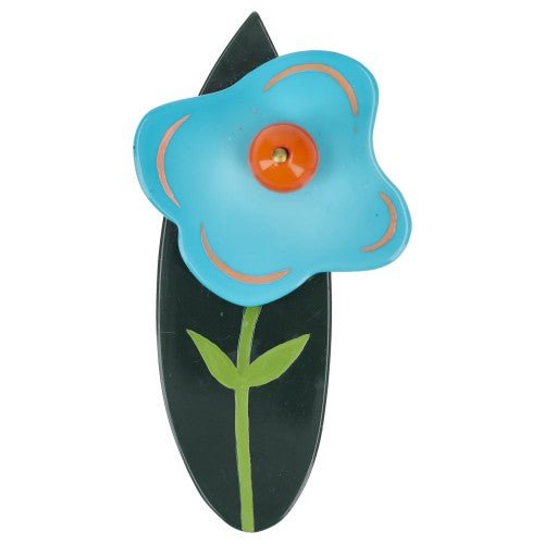 Flower Brooch (turquoise, orange, fir green) - Galalith – Vintage Jewelry - handcrafted by Pavone by Pavone