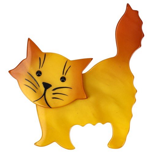 Sun Yellow Fripon Cat Brooch - Galalith – Vintage Jewelry - handcrafted by Pavone by Pavone