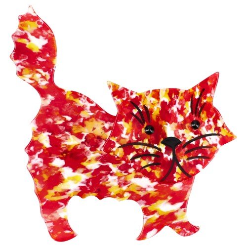 Dotty Red Fripon Cat Brooch - Galalith – Vintage Jewelry - handcrafted by Pavone by Pavone