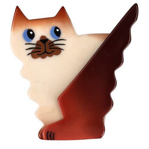 Frisely Siamese Cat Brooch - Galalith – Vintage Jewelry - handcrafted by Pavone by Pavone