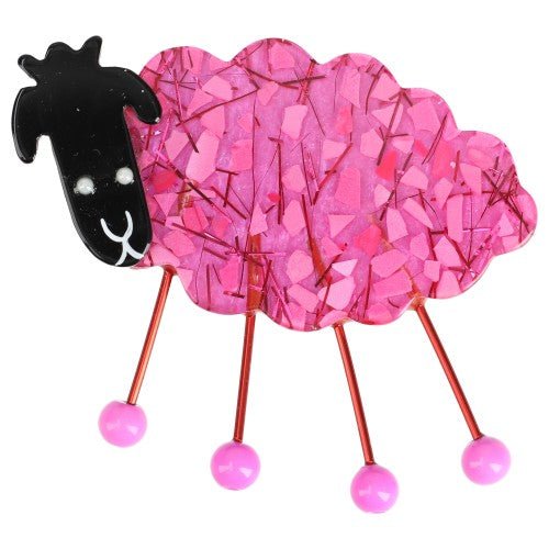 Fuchsia Mosaic Sheep Brooch - Galalith – Vintage Jewelry - handcrafted by Pavone by Pavone