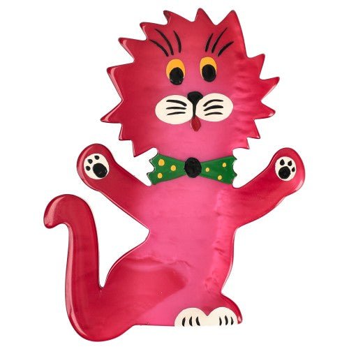 Fuchsia Pink Clown Cat Brooch - Galalith – Vintage Jewelry - handcrafted by Pavone by Pavone