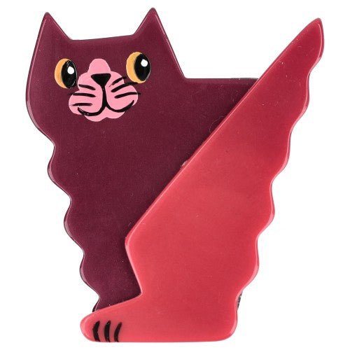 Ginger Brown and Caramel Wavoo Cat Brooch - Galalith – Vintage Jewelry - handcrafted by Pavone by Pavone