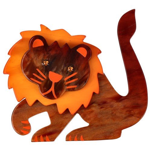 Ginger Brown and Orange Leo Lion Brooch - Galalith – Vintage Jewelry - handcrafted by Pavone by Pavone
