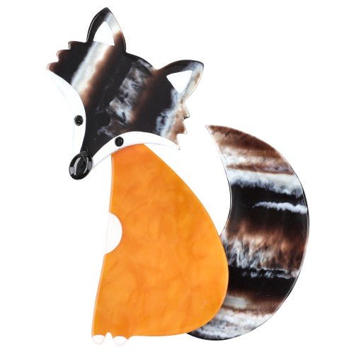 Ginger Orange and Brown Striped Ladyfox Fox Brooch (Copie) - Galalith – Vintage Jewelry - handcrafted by Pavone by Pavone
