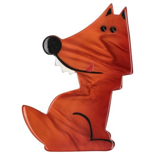 Ginger Orange Werewolf Wolf Brooch (large size) - Galalith – Vintage Jewelry - handcrafted by Pavone by Pavone