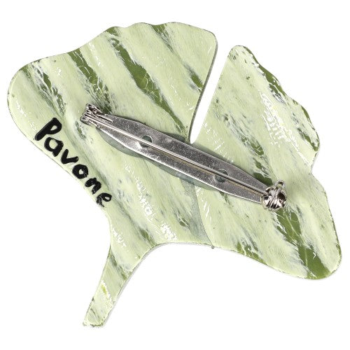 Mineral Green Ginko Leaf Brooch back side