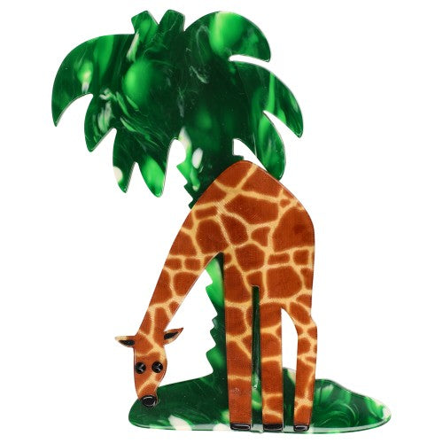 Palm Giraffe  Brooch (giraffe colour) with Flamed Green Palm