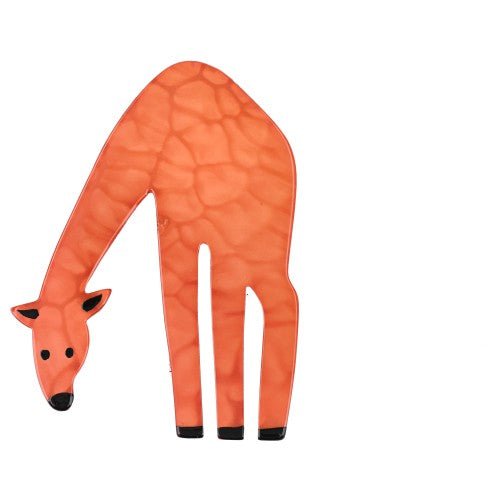 Salmon Orange Giraffe Brooch in Crocodile Skin Pattern Material