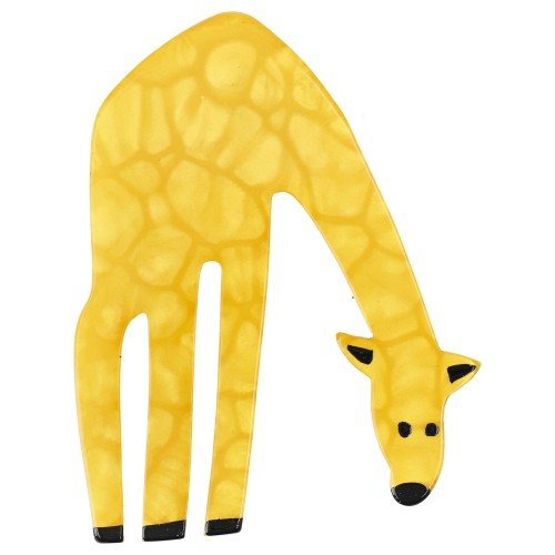 Saffron Yellow Giraffe Brooch Crocodile skin pattern material - Galalith – Vintage Jewelry - handcrafted by Pavone by Pavone