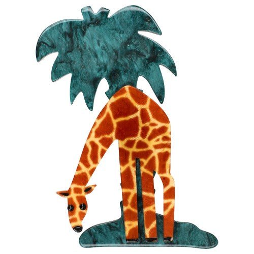 Emerald Green Palm Giraffe Brooch (giraffe colour) - Galalith – Vintage Jewelry - handcrafted by Pavone by Pavone