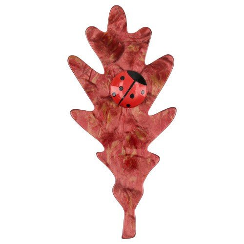 Golden Red Oak Leaf Brooch - Galalith – Vintage Jewelry - handcrafted by Pavone by Pavone