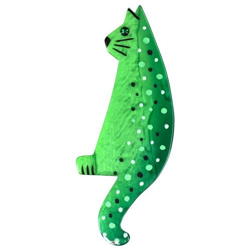 Grani Green Guilou Cat Brooch - Galalith – Vintage Jewelry - handcrafted by Pavone by Pavone