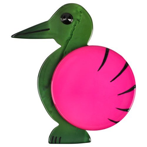 Green and Fuchsia Art Deco Bird Brooch - Galalith – Vintage Jewelry - handcrafted by Pavone by Pavone