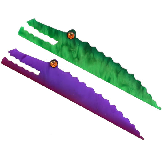 Green and Purple Long Crocodiles Brooches - Galalith – Vintage Jewelry - handcrafted by Pavone by Pavone